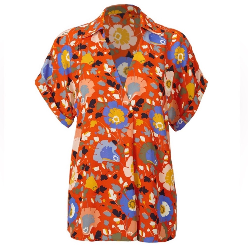 Cabi 5892 Visionary Replay Floral Short Sleeve Blouse